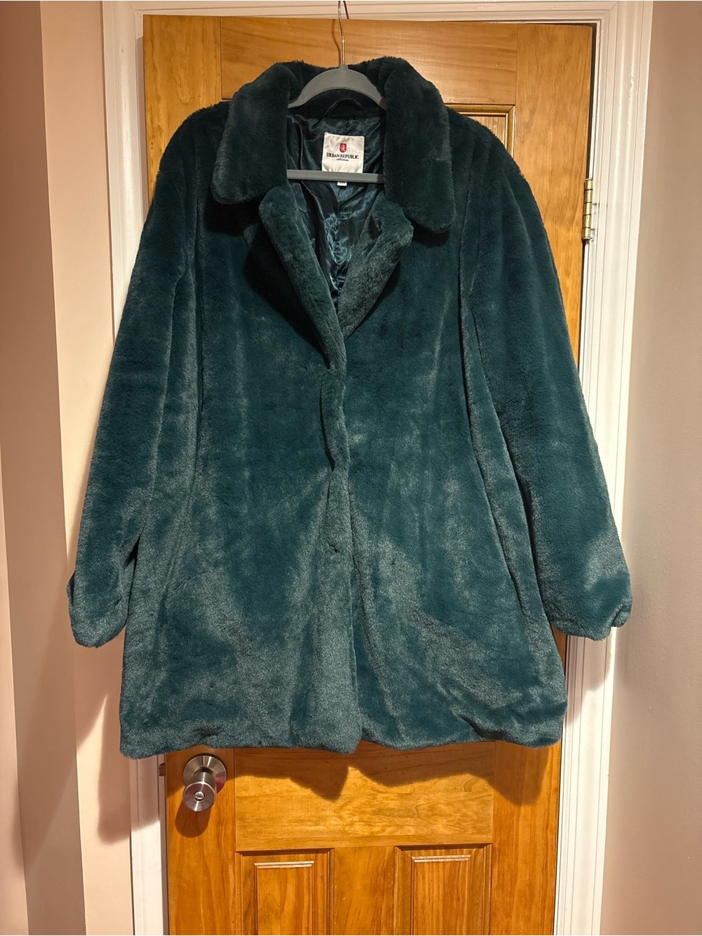 Urban Republic Dark Teal Faux Fur Teddy Coat